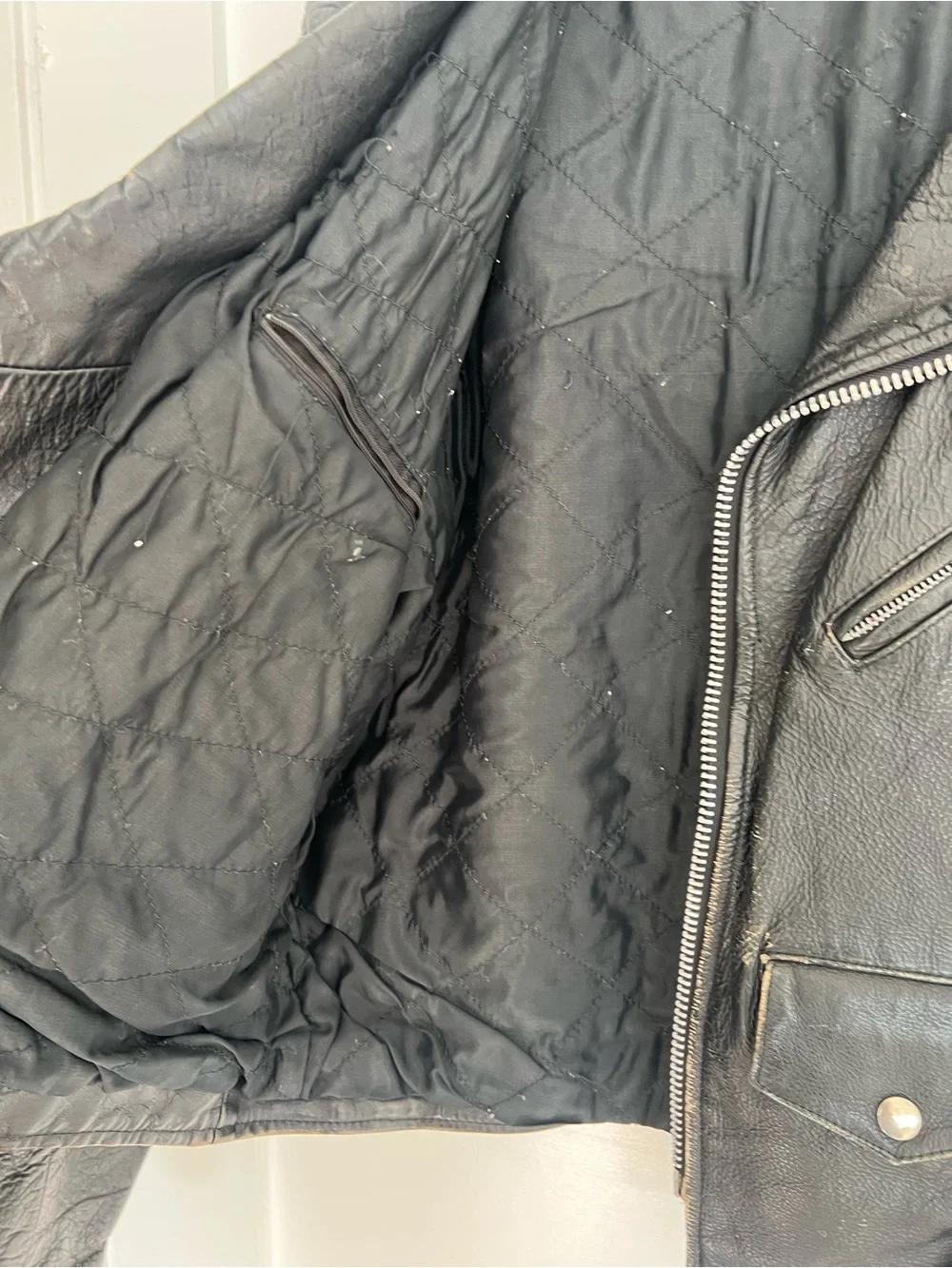 Classic Vintage Black Leather Biker Jacket - unisex oversized